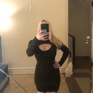 Olive green cut out sweater dress